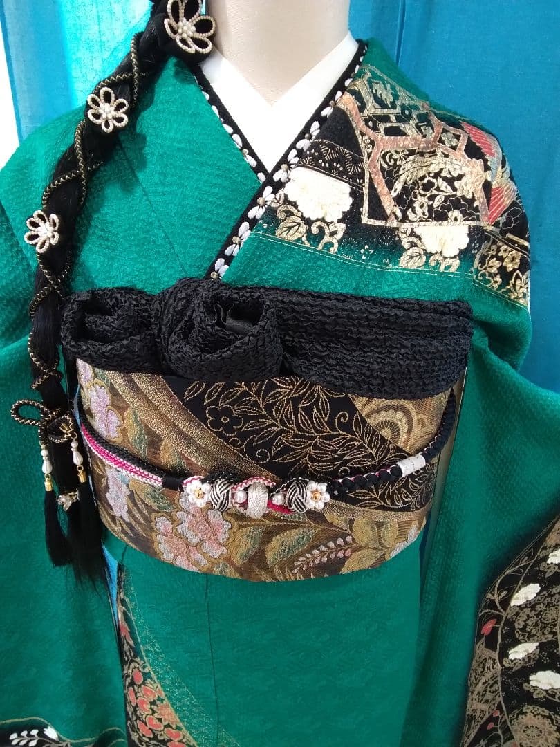 振袖フルセット、正絹、トールサイズ、重ね衿帯揚げ帯締め、やまと西陣高級袋帯、襦袢