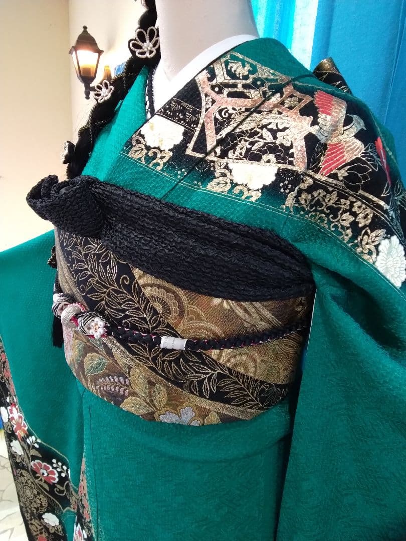 振袖フルセット、正絹、トールサイズ、重ね衿帯揚げ帯締め、やまと西陣高級袋帯、襦袢