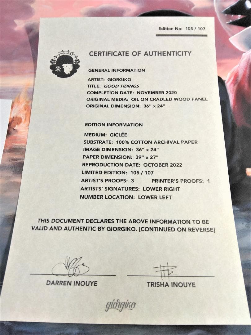 ジョルジコ　GOOD TIDINGS　ファインアートジークレープリント