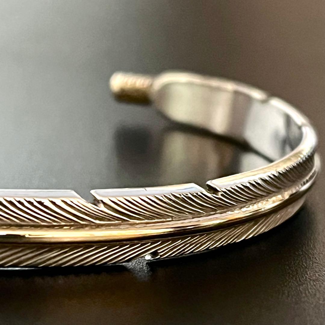 ナバホ ハーヴィーメイス 12KGF フェザー バングル インディアンジュエリー