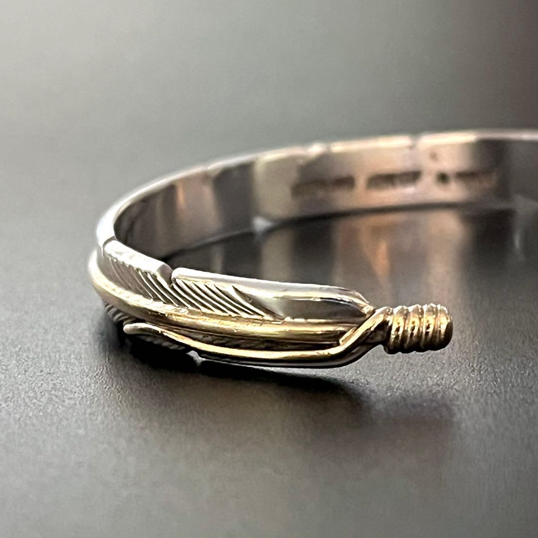 ナバホ ハーヴィーメイス 12KGF フェザー バングル インディアンジュエリー