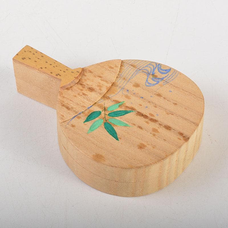 茶道具　道場宗廣造　葦に水　桐団扇香合　共箱　V　6785