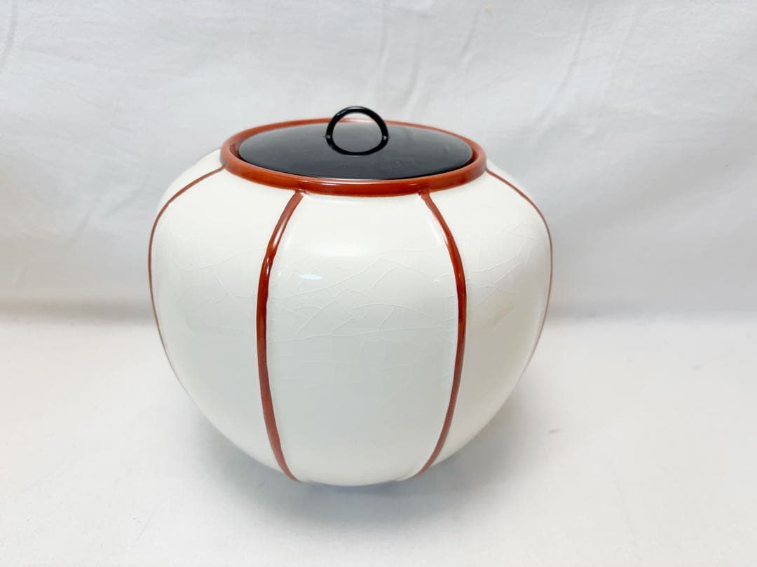 未使用 茶道具 楽山作 雪洞水指 塗り蓋 作家物 煎茶道具 水屋道具 共箱