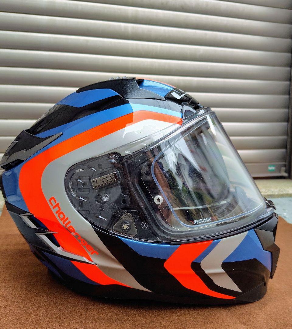 LS2 フルフェイスヘルメット challengerF 青/オレンジ/黒