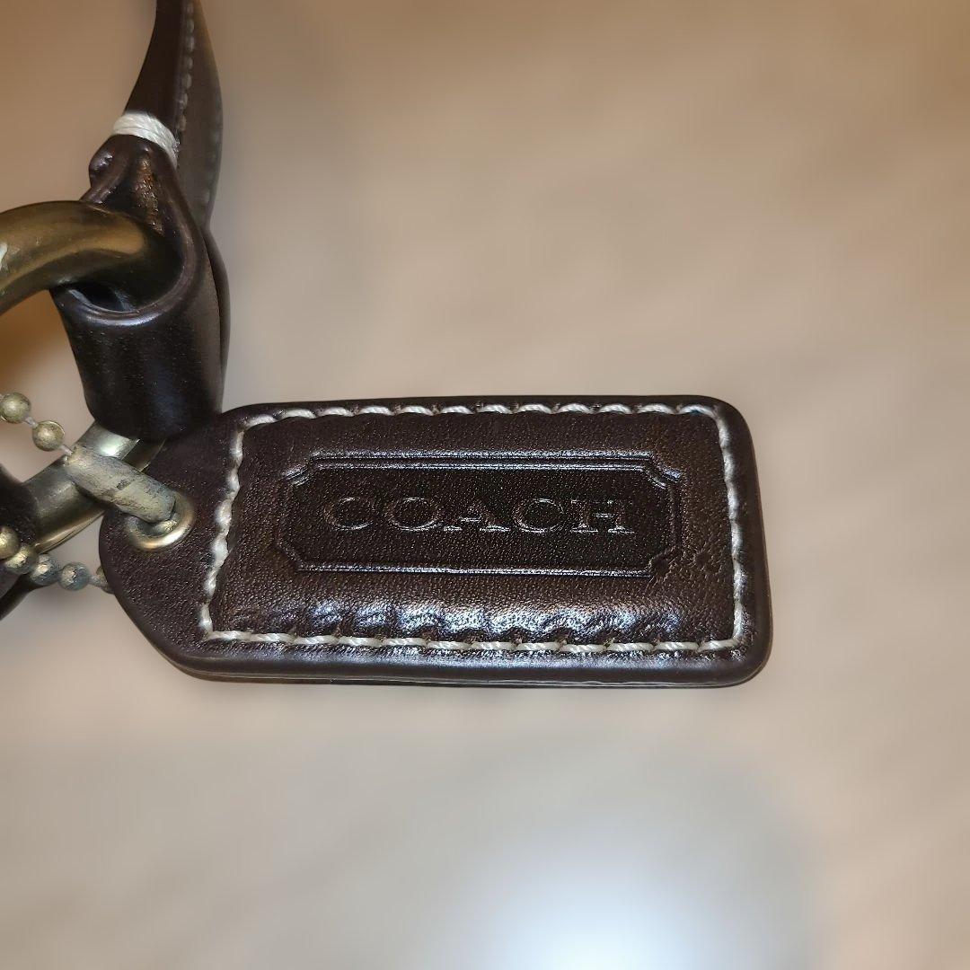 コーチ アクセサリーポーチ ワンショルダーバッグ シグネチャー ターンロック 茶