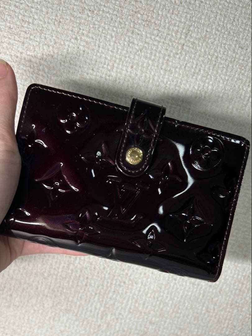 美品ヴィトン ヴェルニ ポルト フォイユ ヴィエノワ アマラント ガマ口