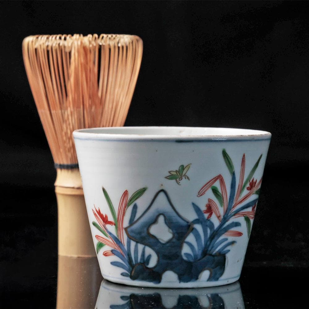 古伊万里 江戸幕末 明治時代物 富貴長春銘 染錦 蕎麦猪口 有田焼 骨董