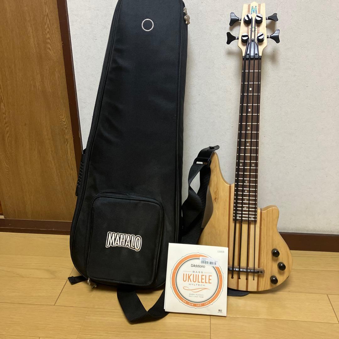 マハロ ウクレレ エレキベース ナチュラル(新品ダダリオ弦付き)