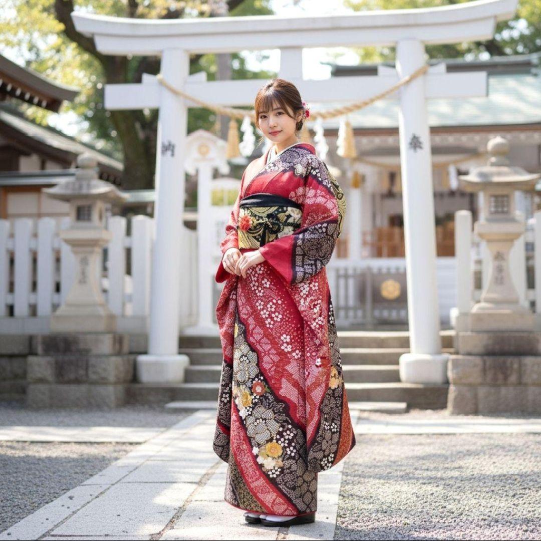 振袖フルセット(7点)・成人式・手絞り・京都きもの友禅・本絞り・豪華刺繍・逸品