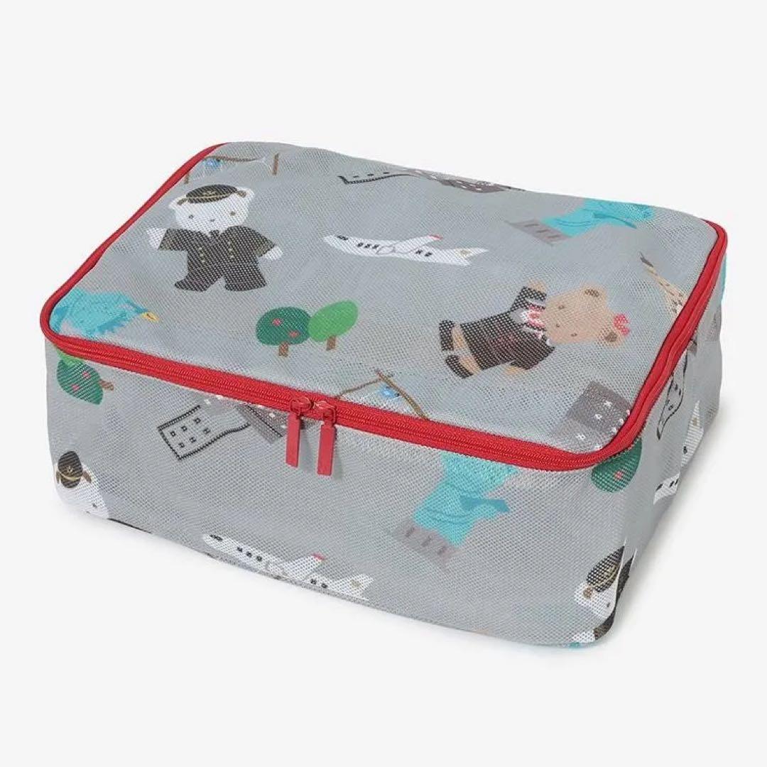 JAL × ファミリア　メッシュプリントパッキングケースＭ　グレー
