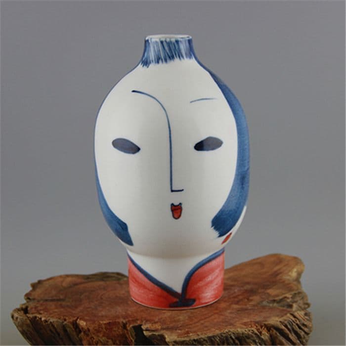 高白泥磁土美女型花瓶 景徳鎮 陶磁器 装飾品 工芸品美術品 置物