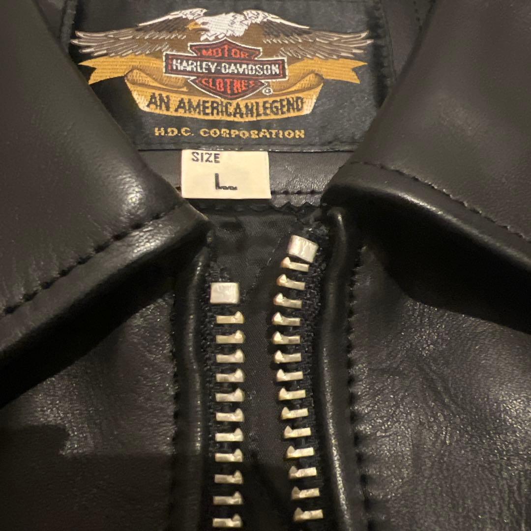 ハーレーダビットソン シングルライダース 牛革 ブラック　L