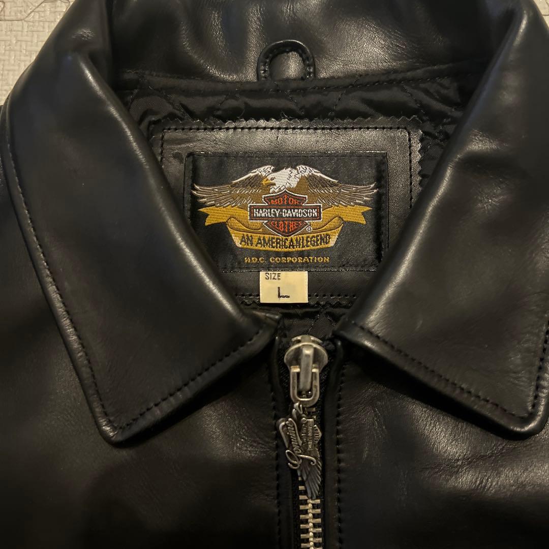 ハーレーダビットソン シングルライダース 牛革 ブラック　L