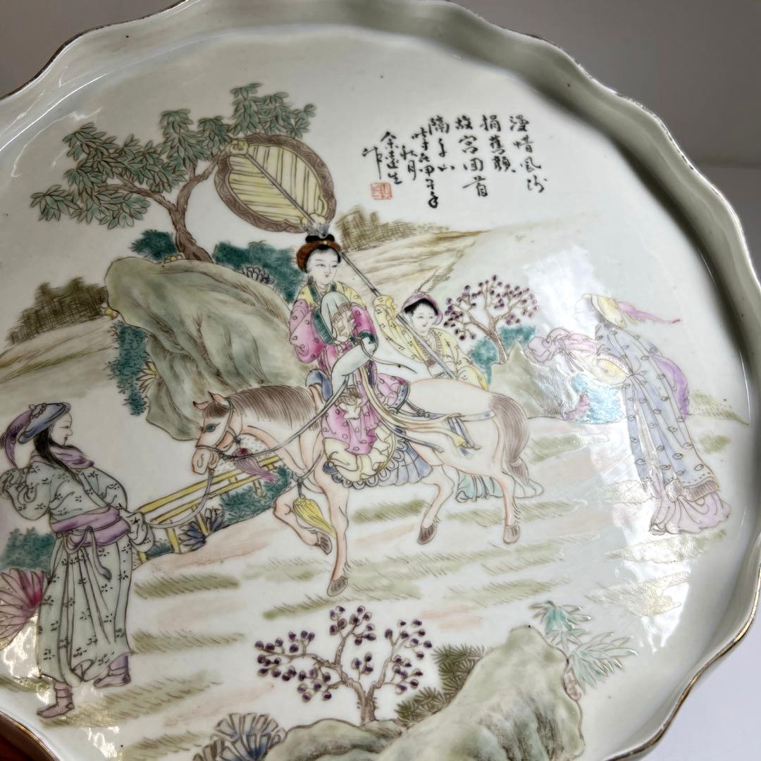中国清時代　粉彩人物画大皿　幅約27.5㎝　東Y7-0702⭐︎2Fトニエ