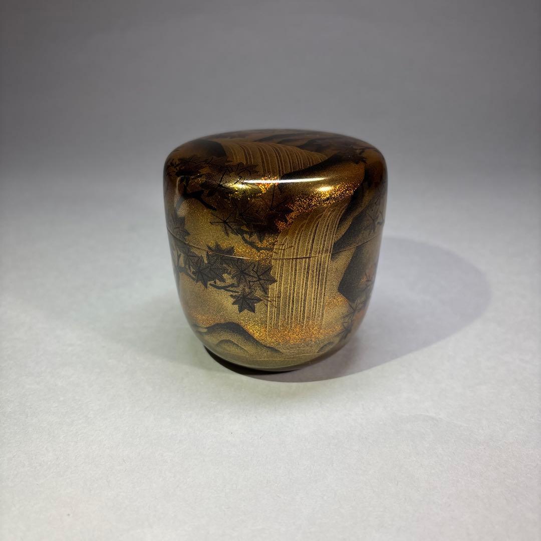 紫香(谷内一則) 研出山水蒔絵　中棗 内梨地(桐箱入)