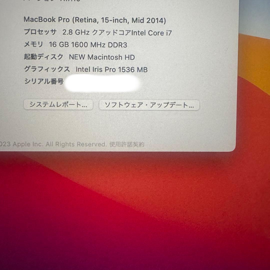 ハ*品様 Apple MacBook Pro 15in 2014/Core i7