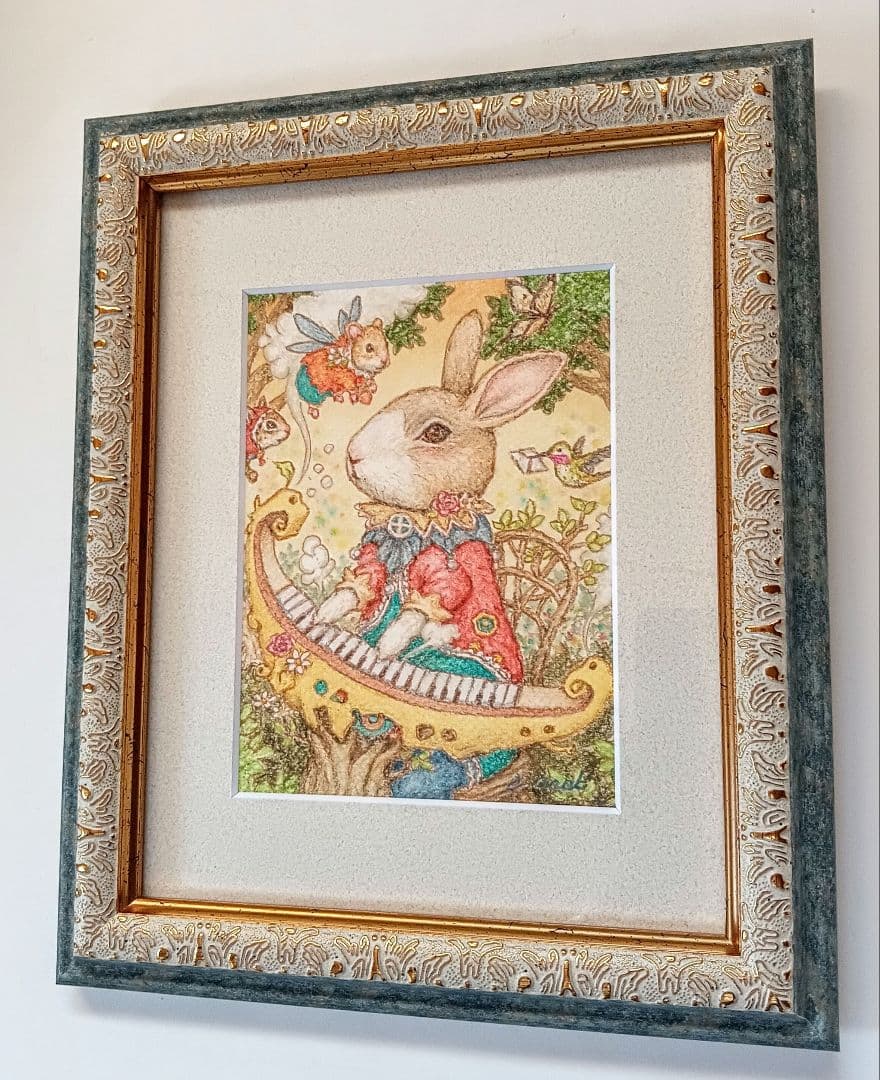 【原画】『共鳴する森の音』ウサギの絵　オルガン