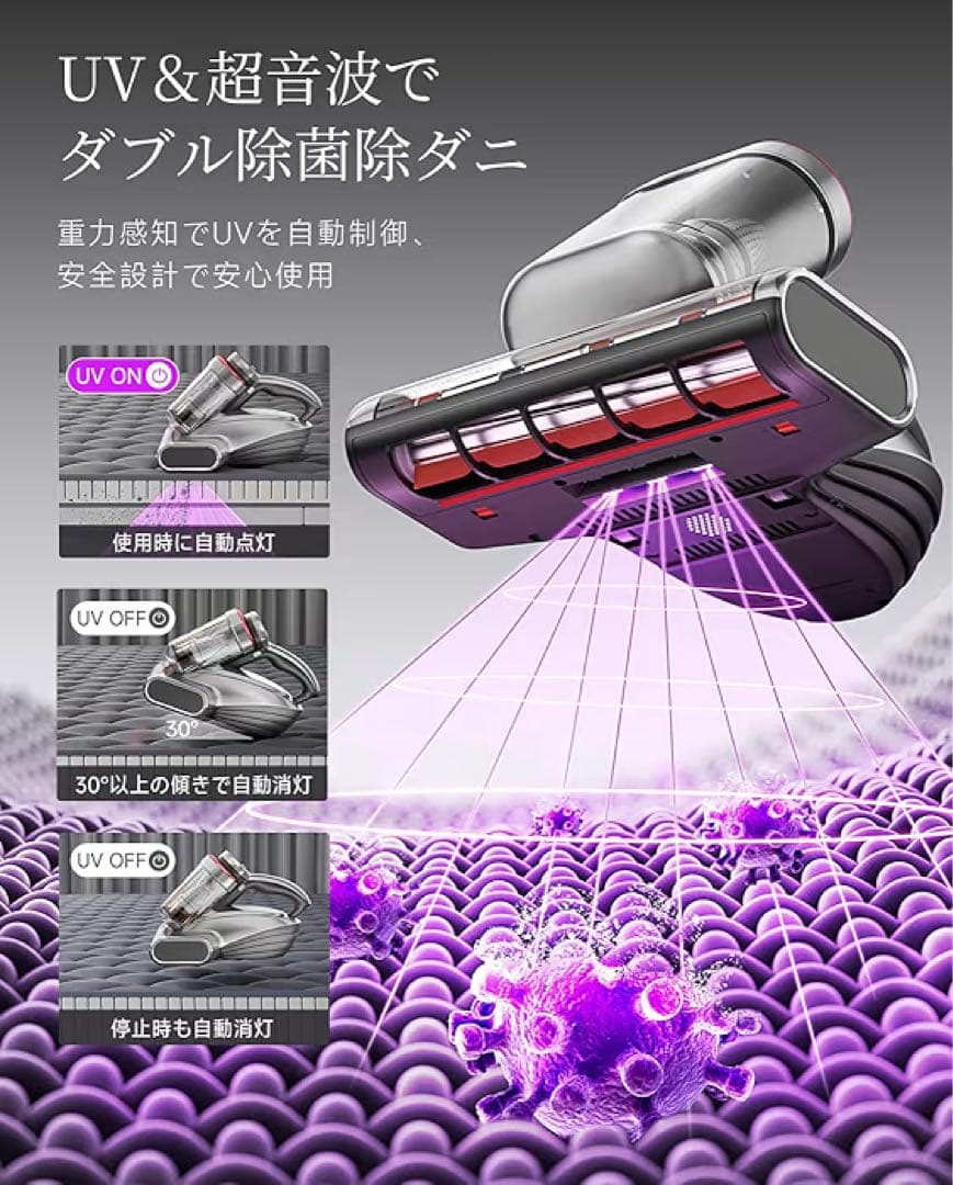 yuko 布団クリーナー 布団掃除機 20KPa 強力吸引