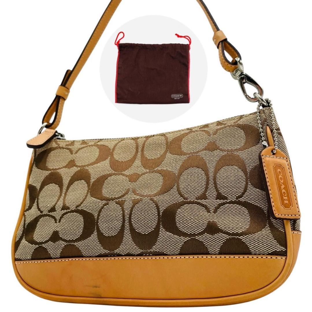 美品 コーチ ショルダーバッグ アクセサリーポーチ キャンバス 6094