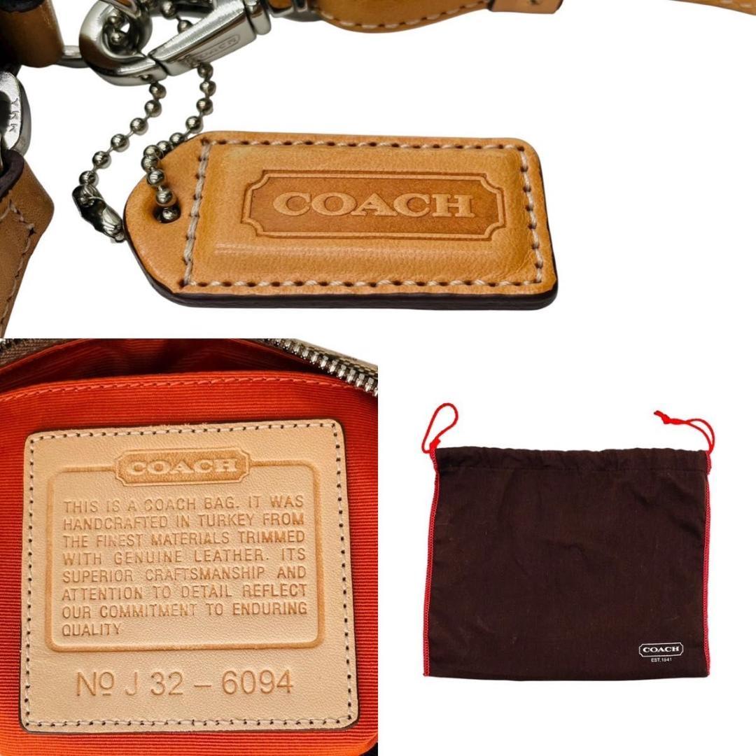 美品 コーチ ショルダーバッグ アクセサリーポーチ キャンバス 6094