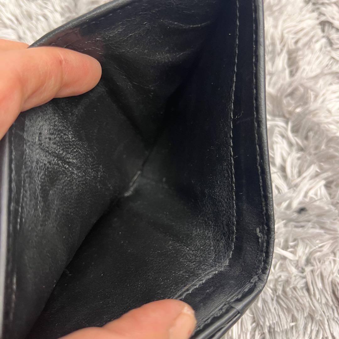 グッチ　シマ　折り財布　ロゴプレート　ブラック　　メンズ　レディース