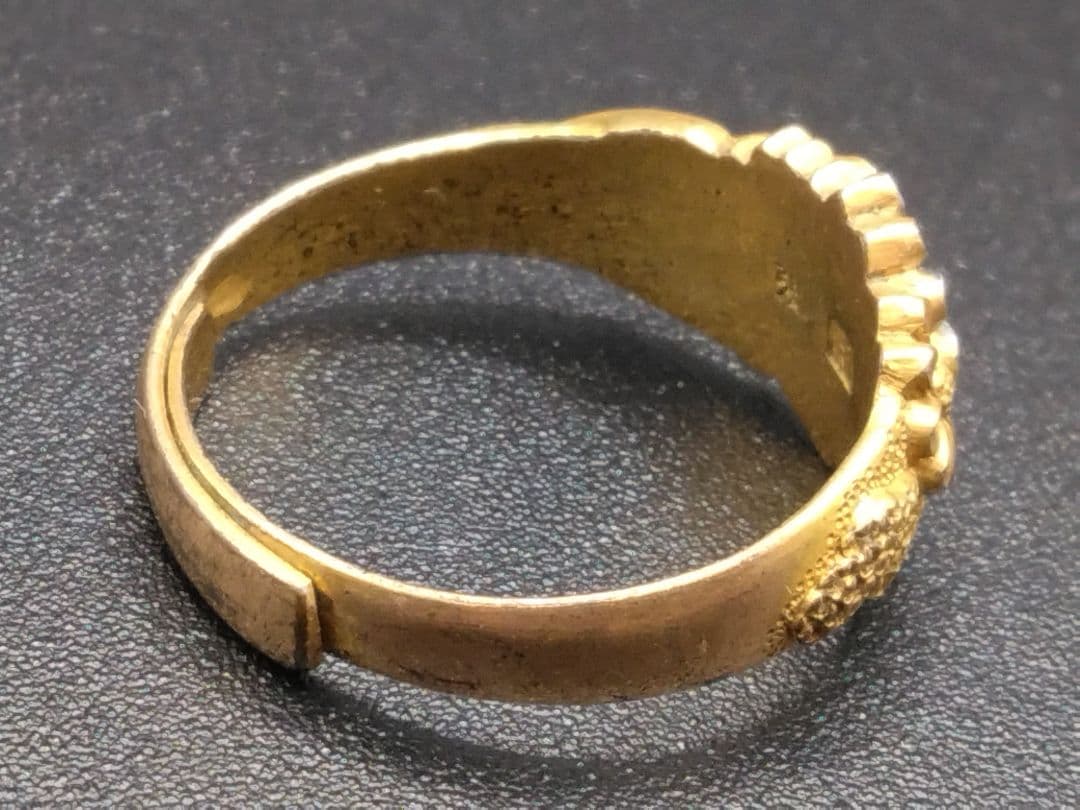 O*i様 【伝統工芸】日本 アンティーク 彫金 高彫 純銀 金張 指輪 ゴールド