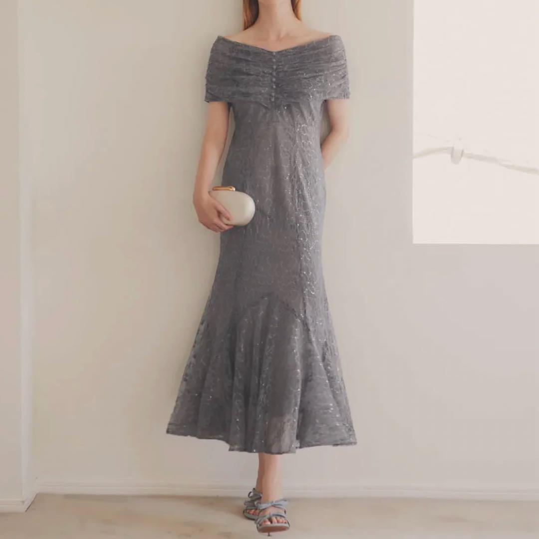 LEJA 新品タグ付き2WAYレース花柄オフショルダーマーメイドワンピースドレス