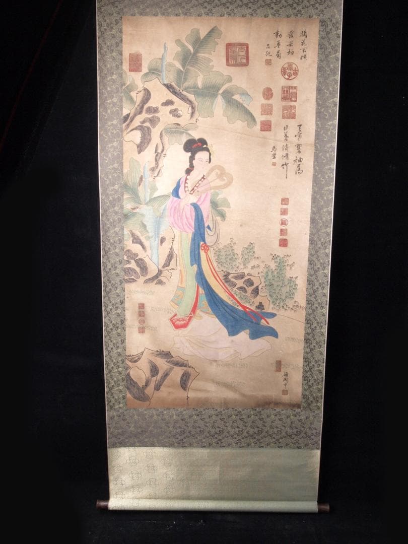 骨董市仕入れ品　中国近 時代の掛軸　肉筆保証 顾闳中 AK716A12-2