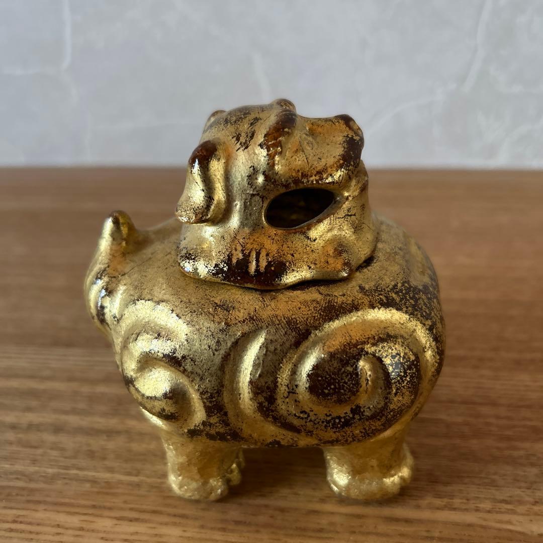 大樋長楽　金濁　向獅子香炉　茶道具