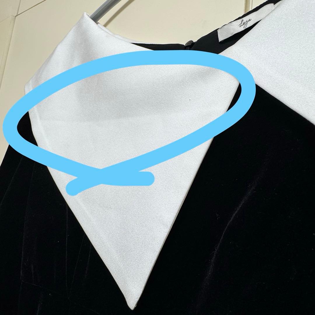 Leja アシンメトリービッグカラーベロアマーメイドワンピースドレス