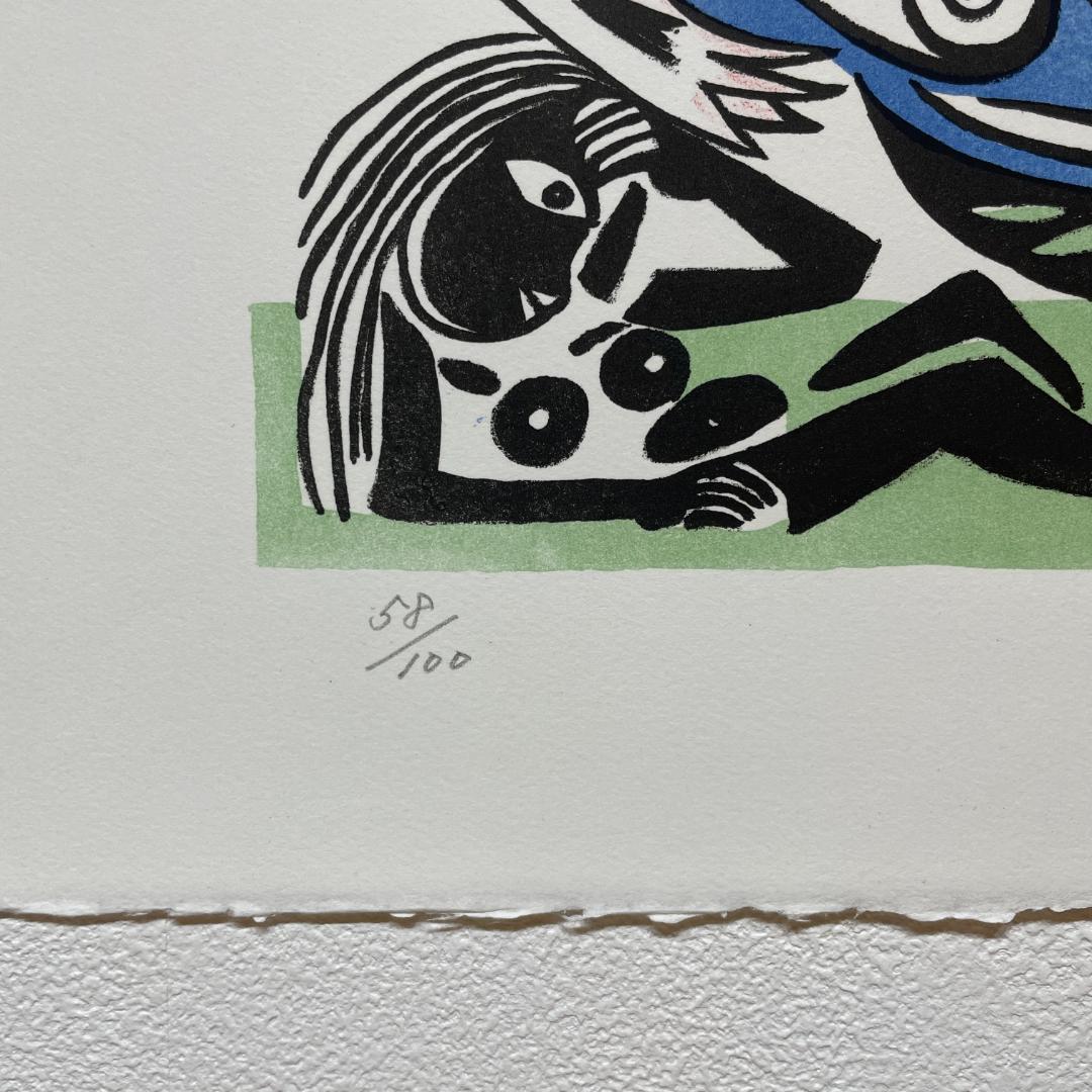 北川 民次 「献花とセレモニアル」 リトグラフ 版画