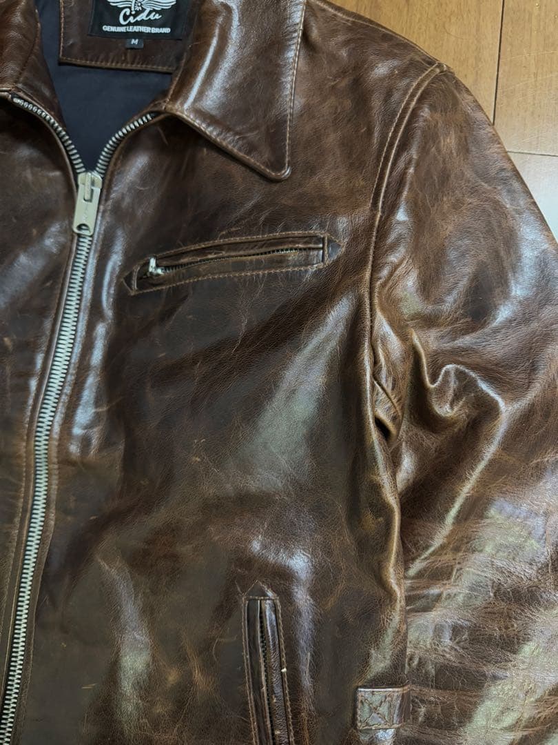 雰囲気抜群 CIDU 復刻 レザー スポーツジャケット デカTALON サイズM