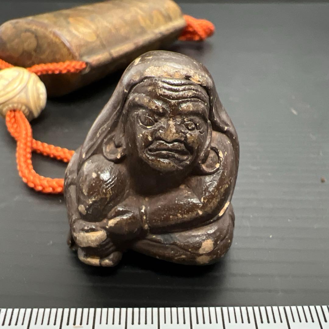 江戸時代　蒔絵印籠、ダルマ根付　73g 東Y7-1016☆2F