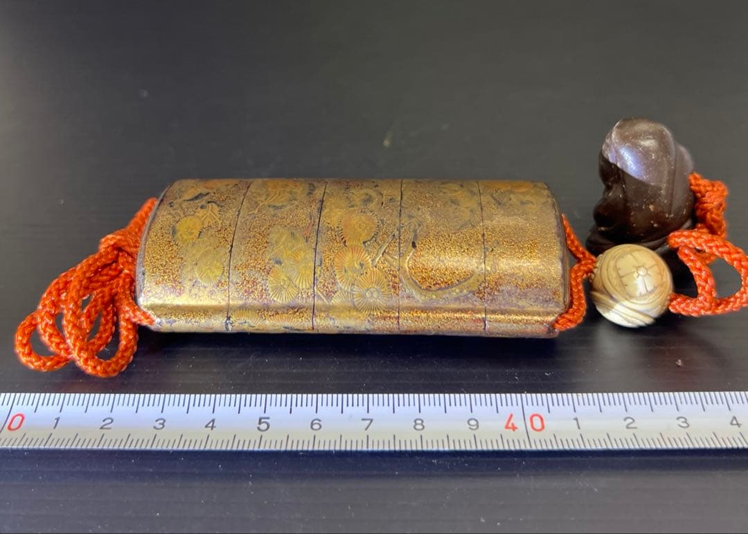 江戸時代　蒔絵印籠、ダルマ根付　73g 東Y7-1016☆2F