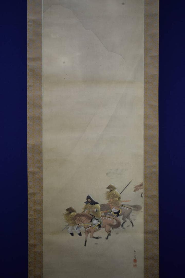 真作/秀貞/馬上人物図/布袋屋掛軸HG-404