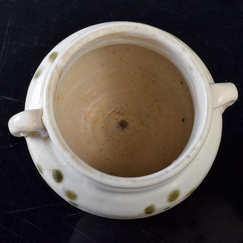 中国　磁州窯白釉　褐彩　双耳小壷　C　R8242