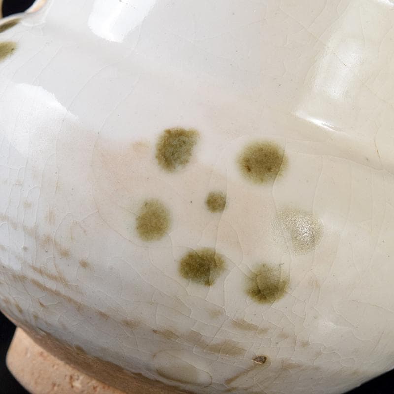 中国　磁州窯白釉　褐彩　双耳小壷　C　R8242