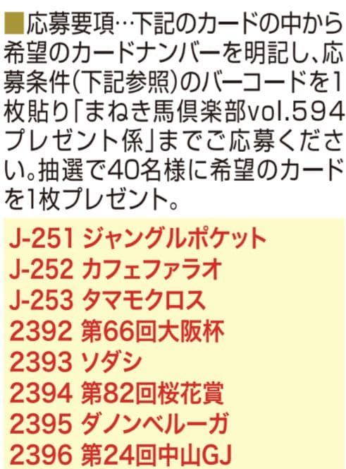 新品 スターズオンアース まねき馬 倶楽部 レインボーカード カード 競馬