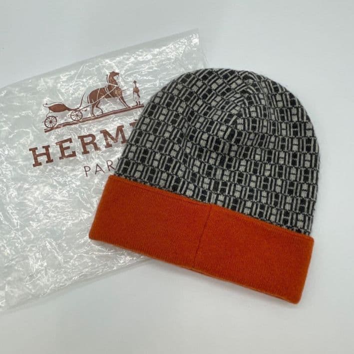 【極美品】【希少柄】エルメス マルジェラ期 カシミヤ100% ニットキャップ