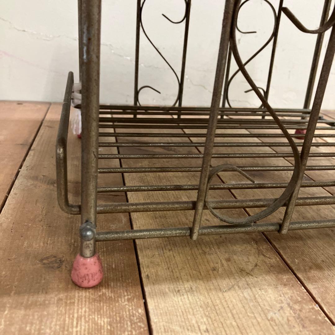 A-3 昭和レトロ ニホンハナコ マガジンラック付 サイドテーブル ピンク