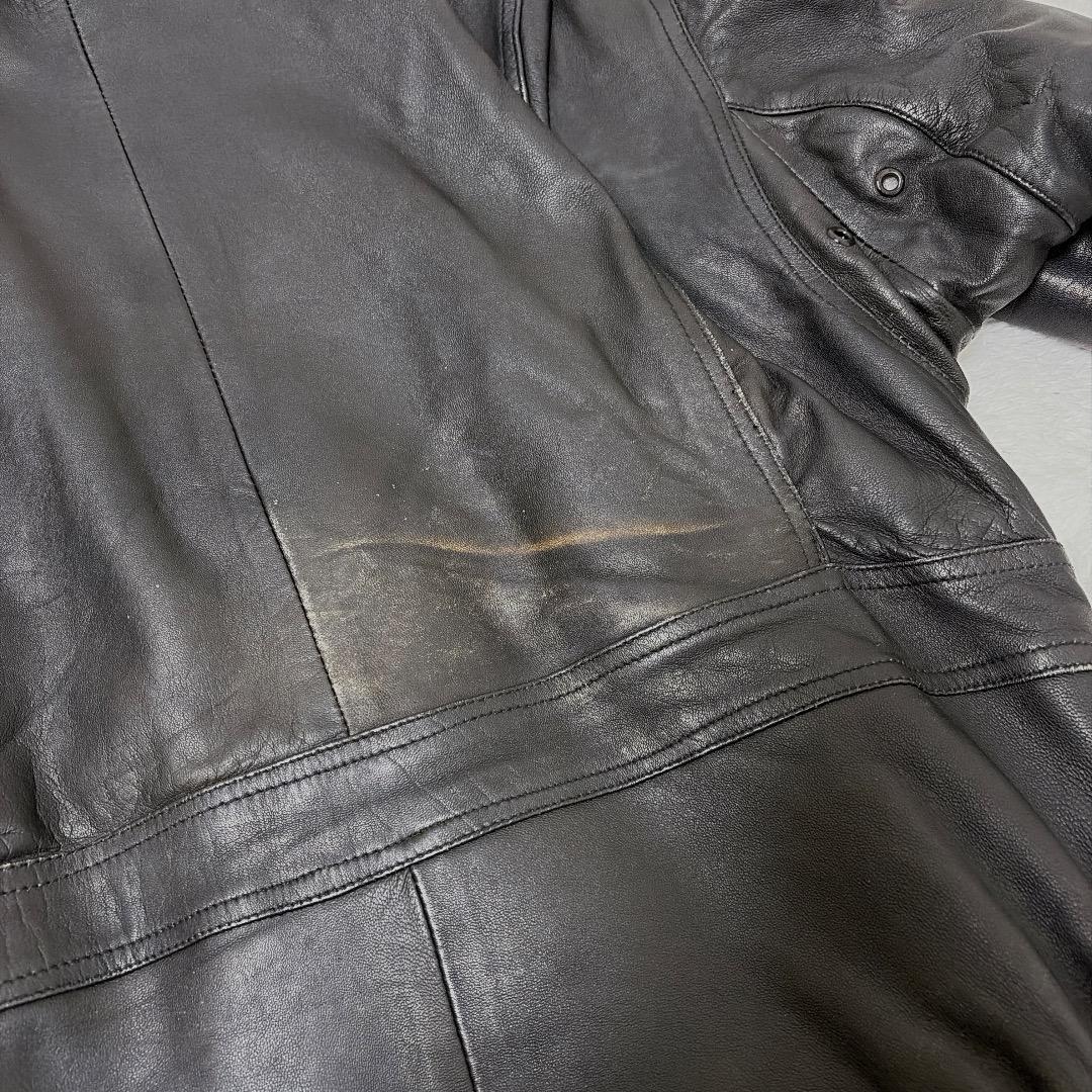【希少】 Leather Jacket 黒 ライダース レザー ベンチレーション