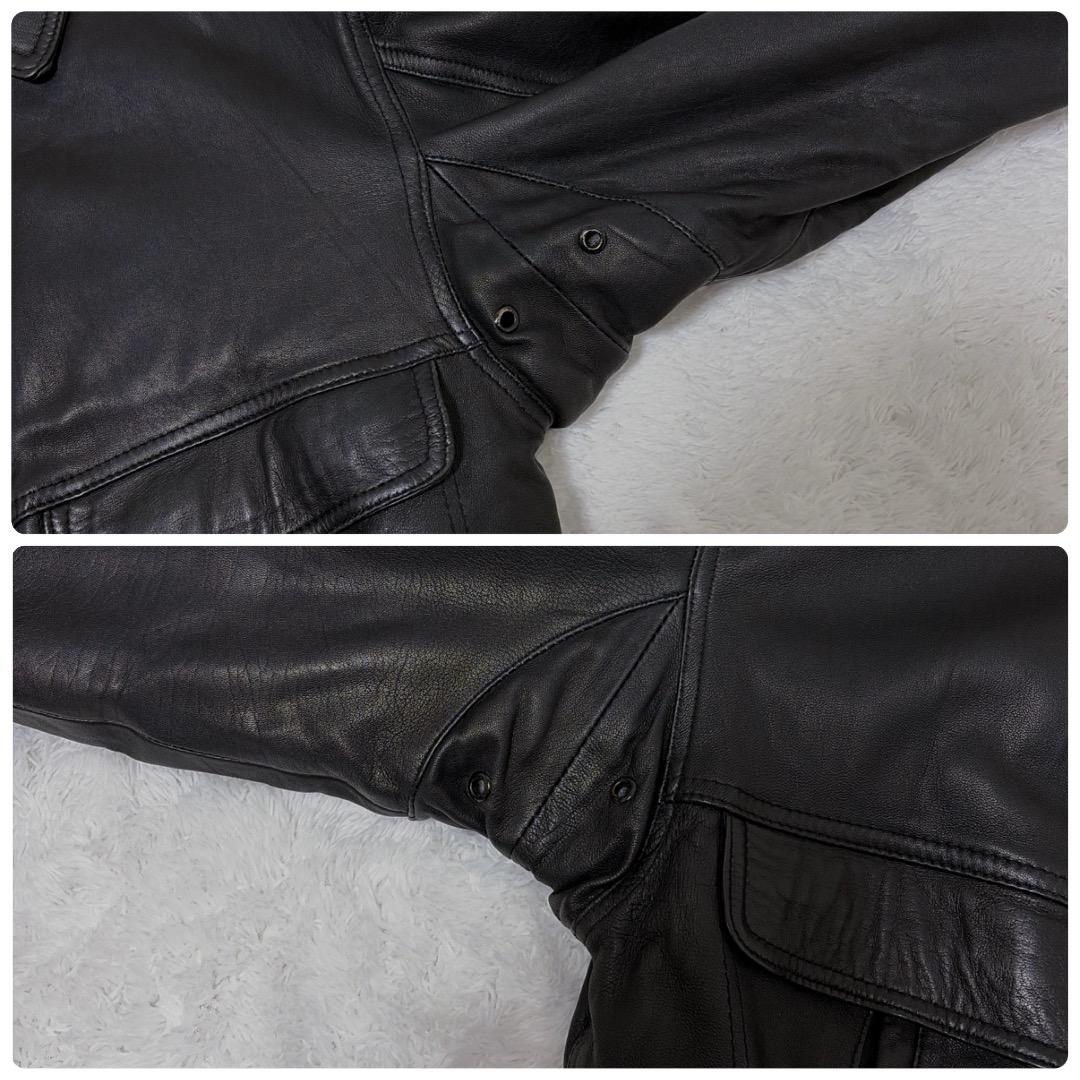 【希少】 Leather Jacket 黒 ライダース レザー ベンチレーション