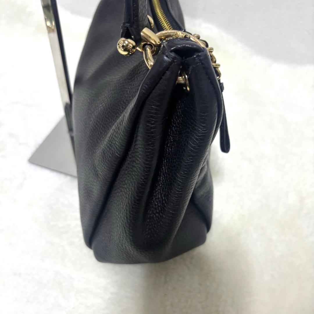 【美品】コーチ ワンショルダーバッグ レザー ブラック ゴールド金具 2way