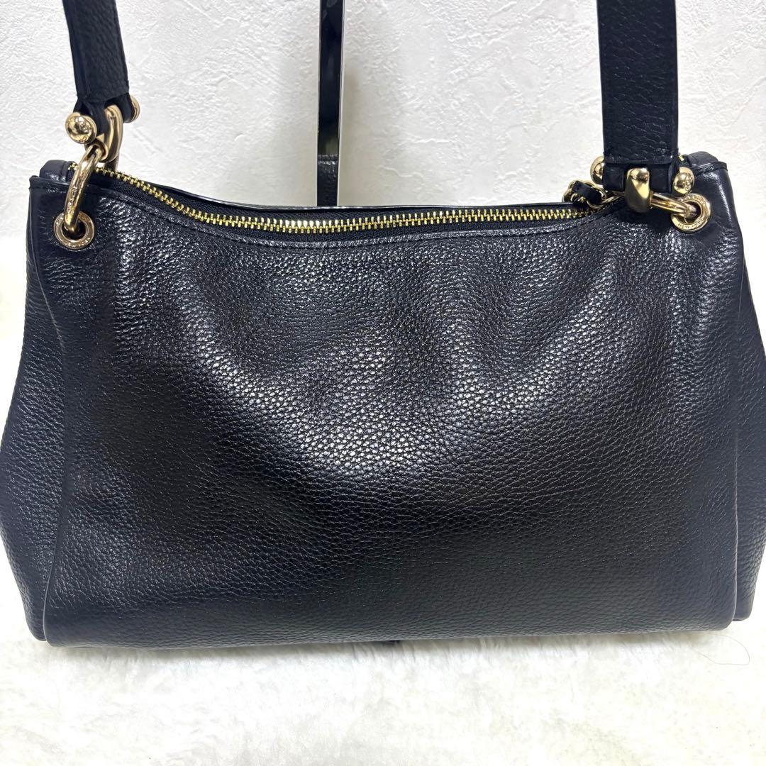 【美品】コーチ ワンショルダーバッグ レザー ブラック ゴールド金具 2way