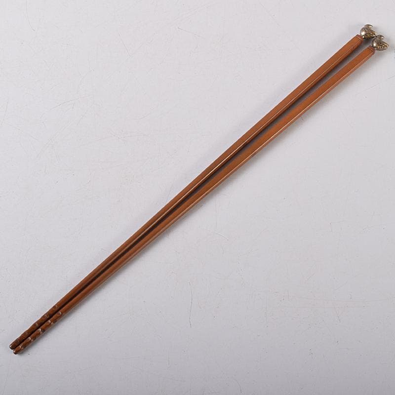 茶道具　釜師　高木治良兵衛作　南鐐鳥頭飾　火箸　共箱　C　R8572