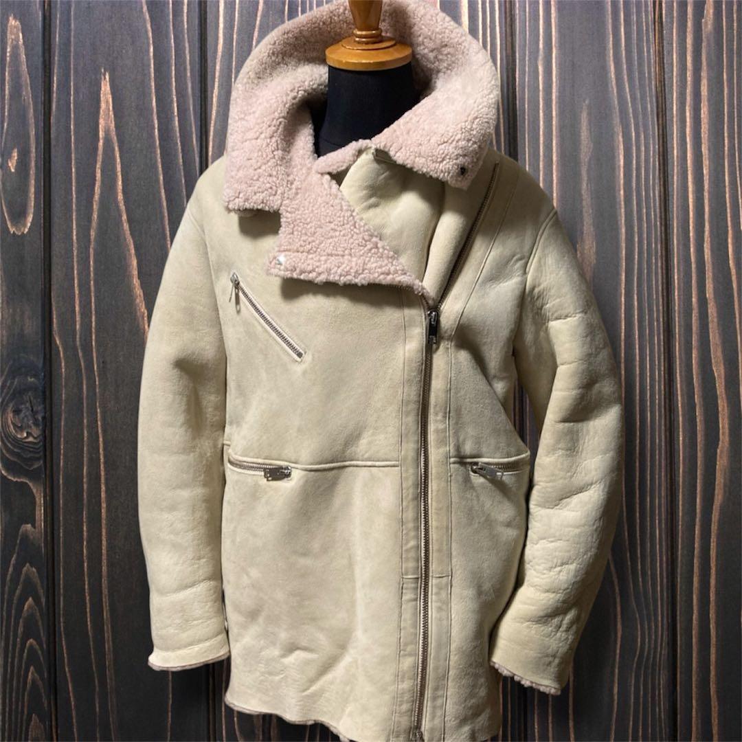 DIESEL ディーゼル 本革 ムートンコート レザージャケット 羊革