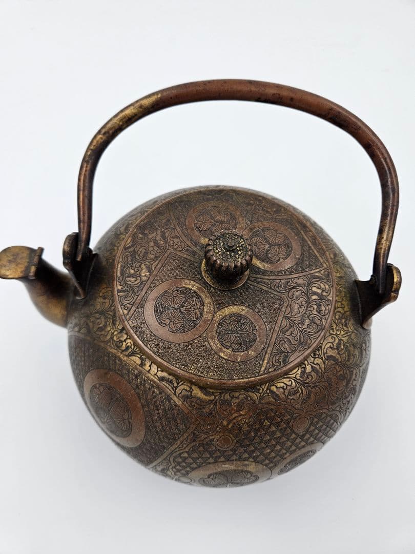 徳川家伝来 三つ葉葵紋 金銅薬缶 大名道具 煎茶道具 湯沸 時代物 骨董品