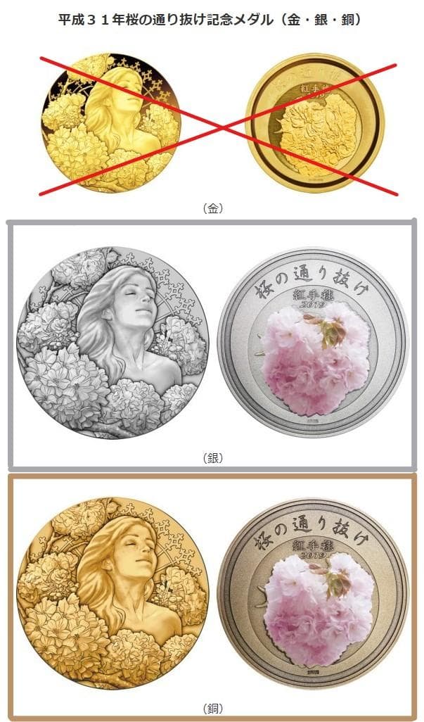 【特年】平成31年　桜の通り抜け記念　銀メダル＆銅メダル（２個セット） 紅手毬