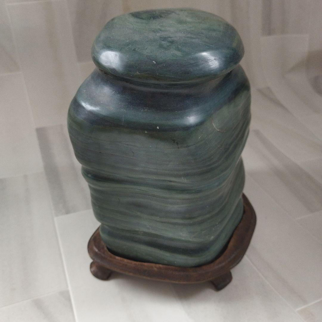 北海道　日高青虎石 10kg 　水石　観賞石　台座付き