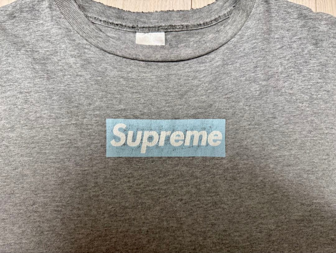 90s〜00s supreme ボックスロゴ ティファニーブルー グレー TEE